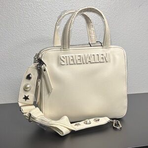 Steve Madden Ivory Crossbody Bag with Embellished Strap